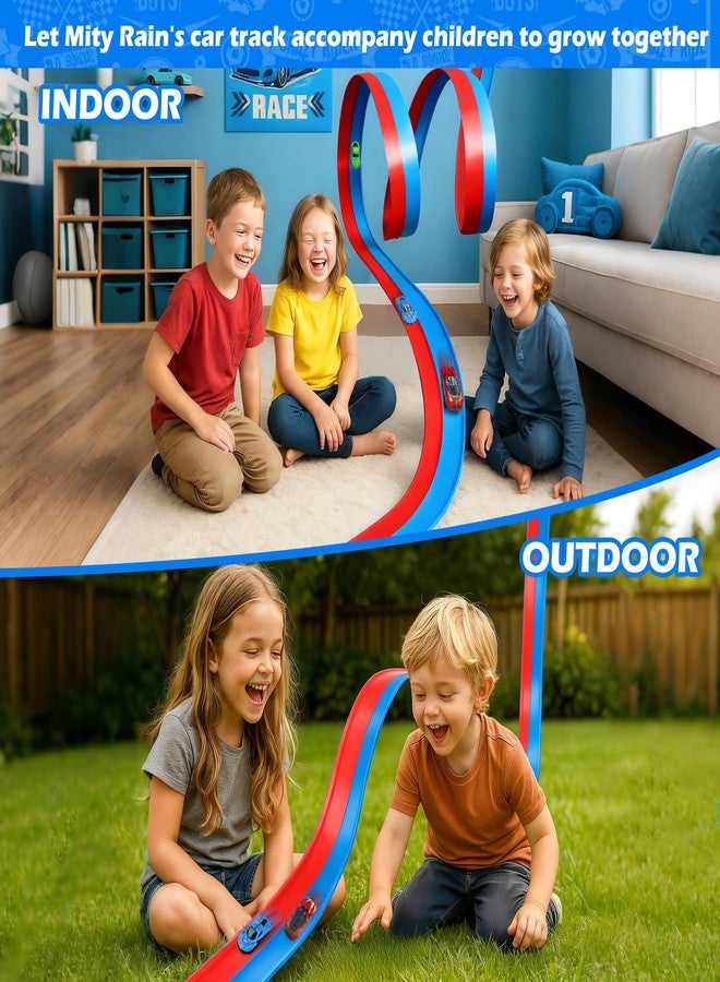 Mity Rain Flexible Race Track for Kids, Car Track Set for Hot Wheels Cars with Adhesive Pads, 2 Pull-Back Cars, 2 Alloy Racers & Bendable Car Ramp for Toddlers, Easy Storage, Indoor Ramp Fun for Ages 3-8 - Image 4